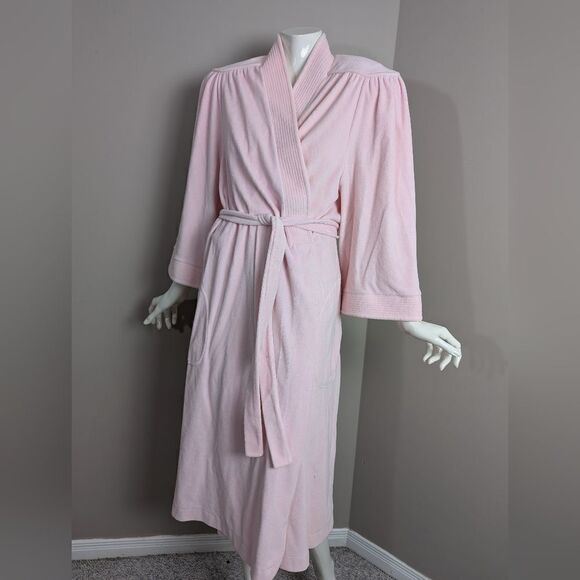 Vintage Vanity Fair pink Terry bathrobe, 80s housecoat - Picture 1 of 7